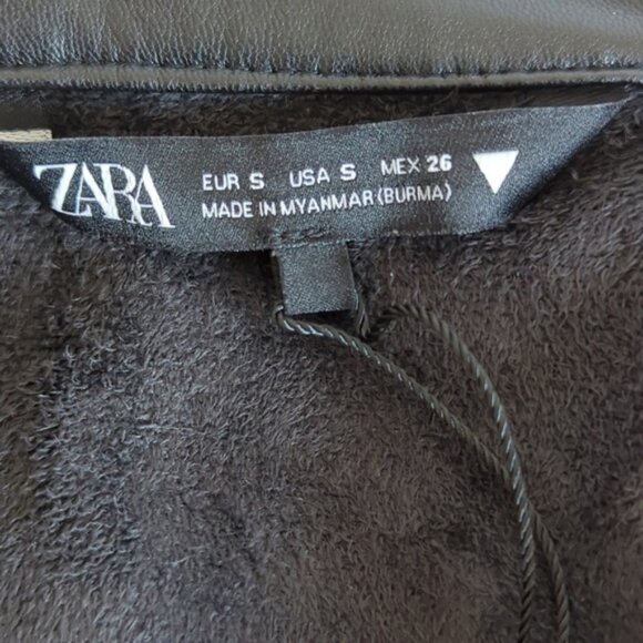 Zara Black Faux Leather Fitted Long Shirt NWOT - Picture 5 of 14